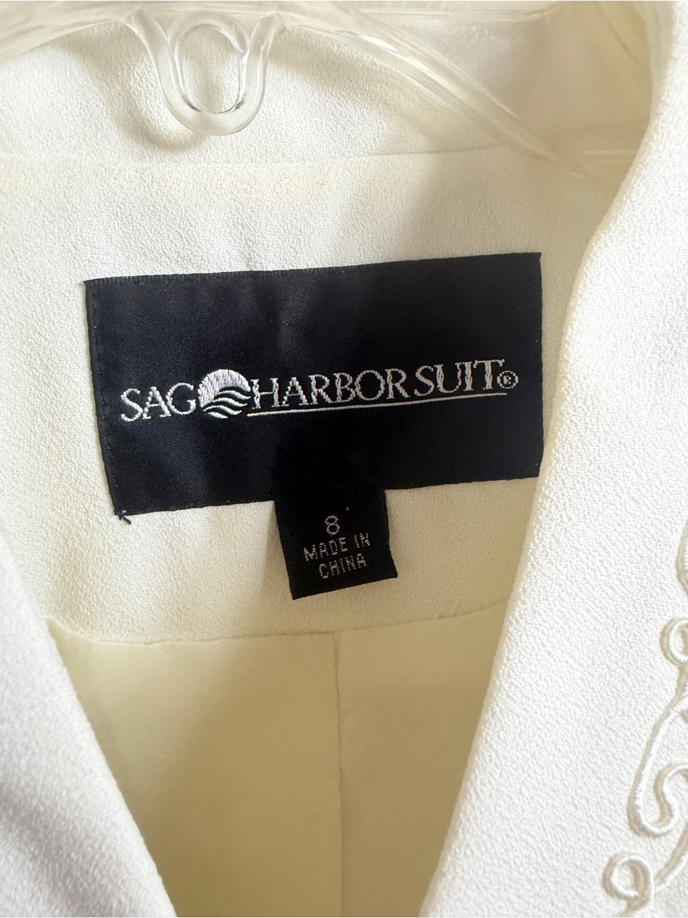Vintage 90s Sag Harbor Off White Embroidered Skirt Suit Set Size 8 - Picture 3 of 9
